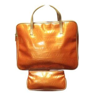 Clinique 2-piece Travel Makeup & Toiletries Bag Set, Orange, NWOT